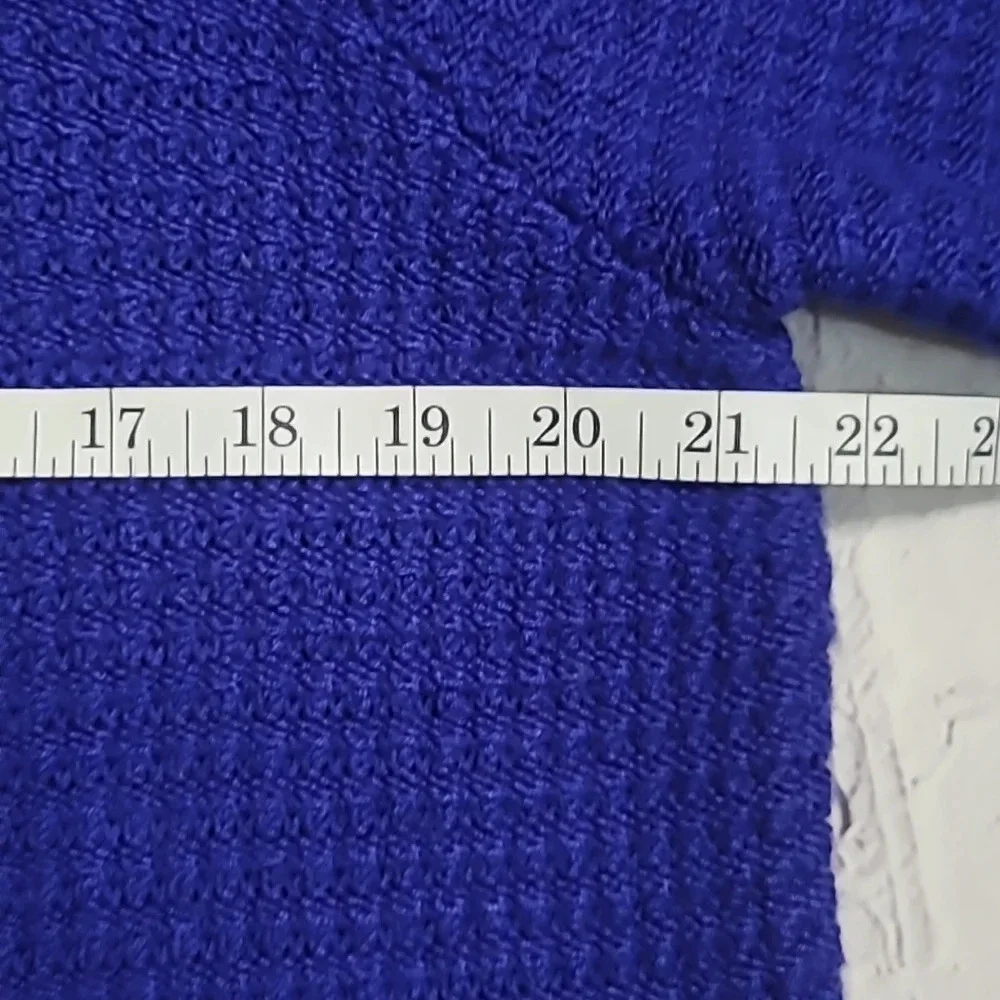 Chico's Woolen 3/4 Sleeve Royal Blue Wool Blend  Granny Cardigan Sweater